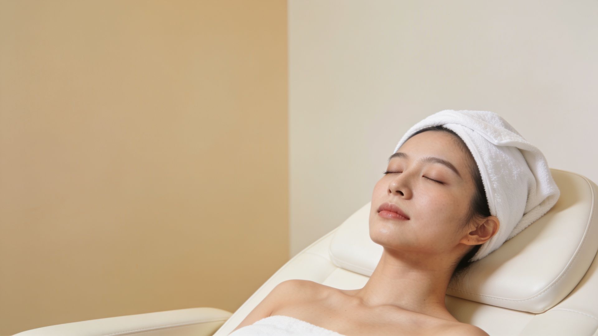 Woman relaxing during a facial, representing what an acne scar facial can do