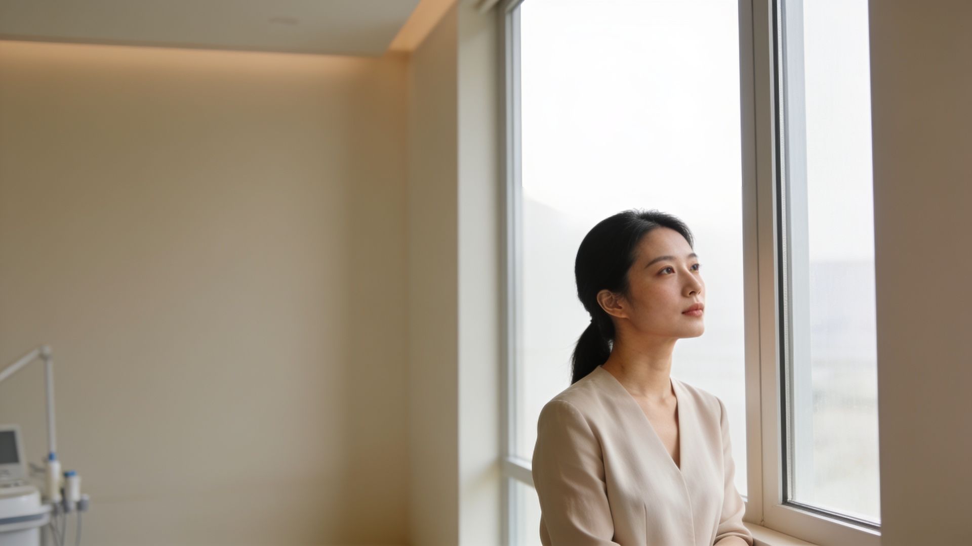 A woman considering her options before choosing an aesthetic clinic in Singapore