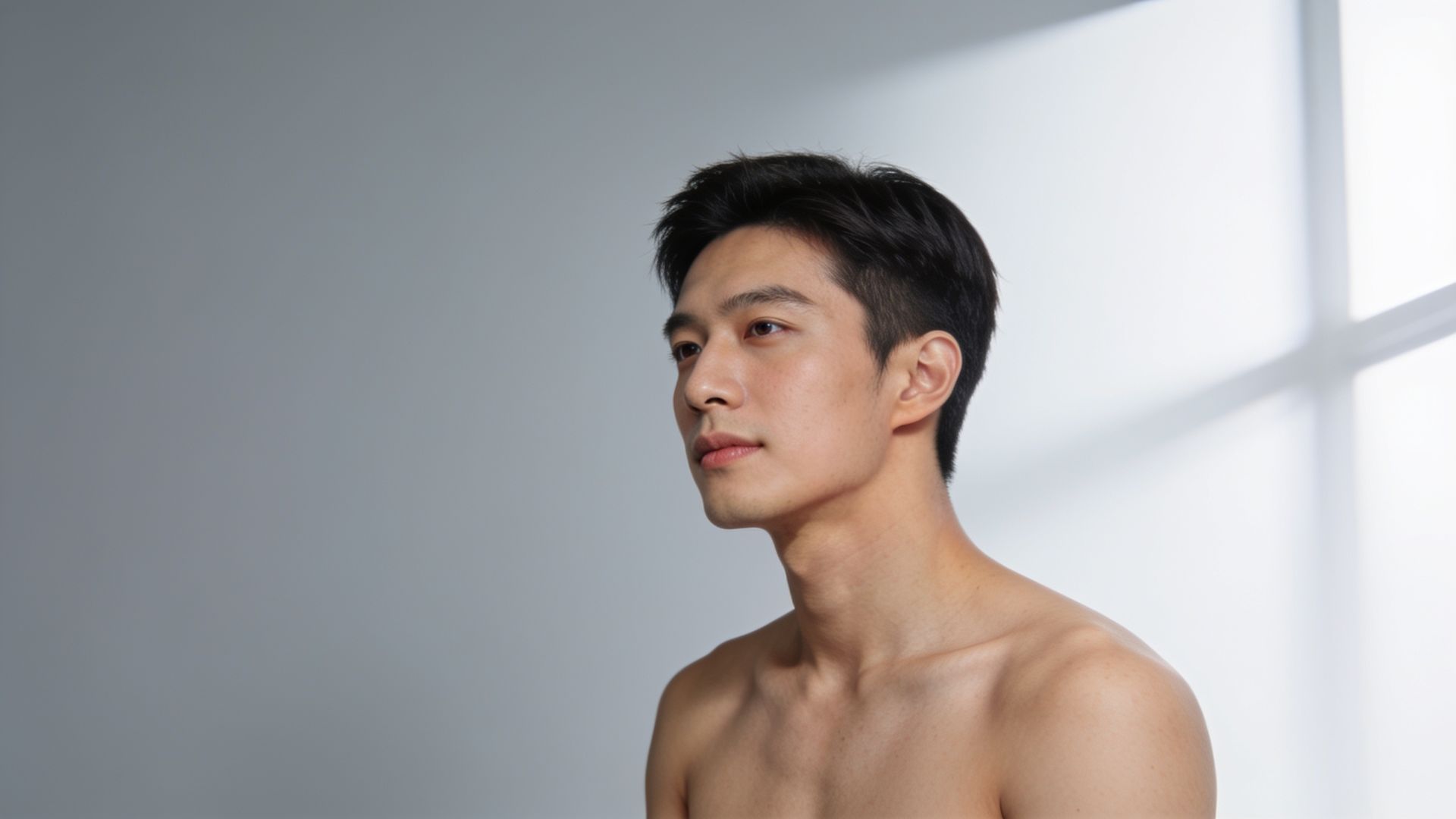 Man with natural skin texture, illustrating CO2 laser, RF microneedling and pico laser for acne scars