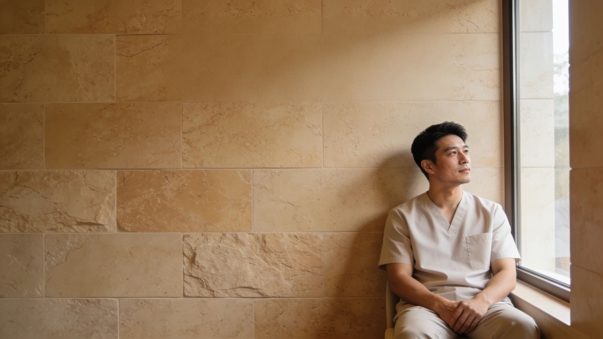 Man with short hair seated by a window, representing a hair loss cost consultation in Singapore