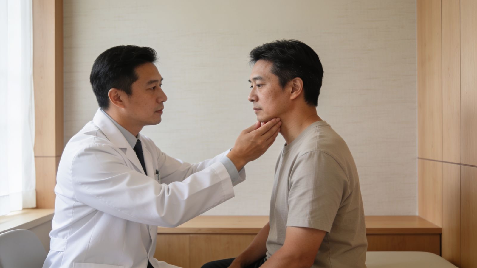 医生在 IN Eternity Clinic 评估患者的下颌与颈部侧面
