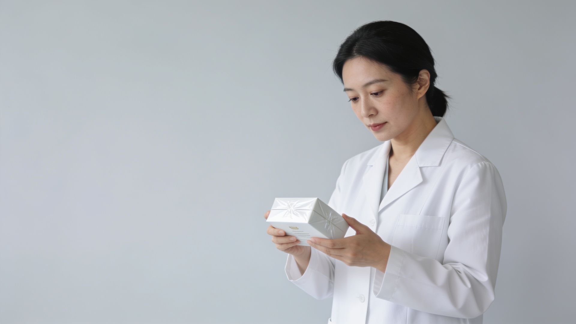 Doctor checking the sealed packaging of an injectable product
