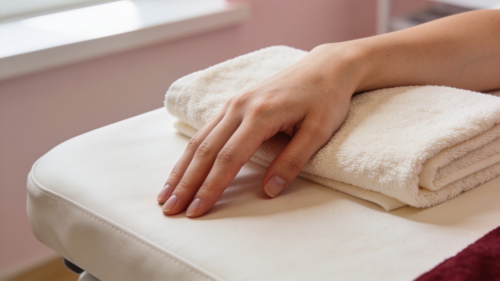 A bare forearm resting on a folded towel in a treatment room at IN Eternity Clinic, Singapore (illustrative image)