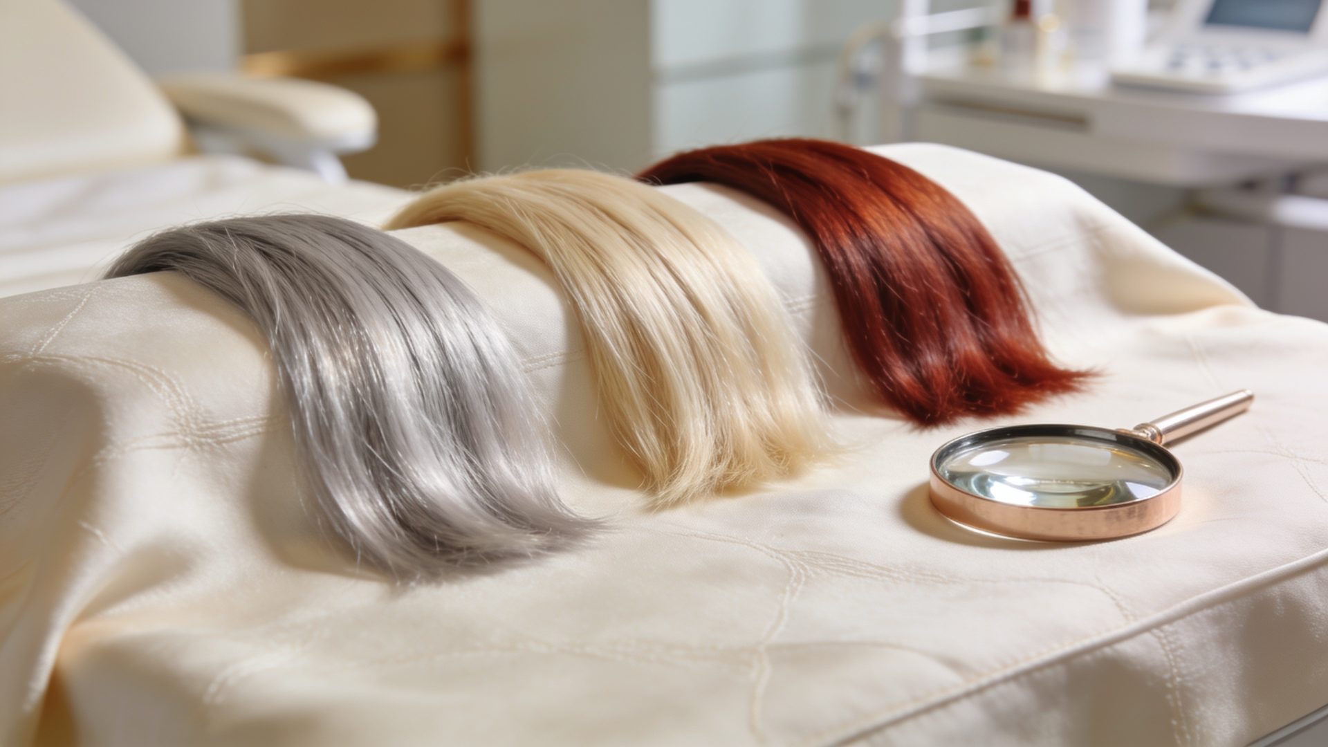 Laser hair removal consultation desk with a hair colour chart at IN Eternity Clinic Singapore